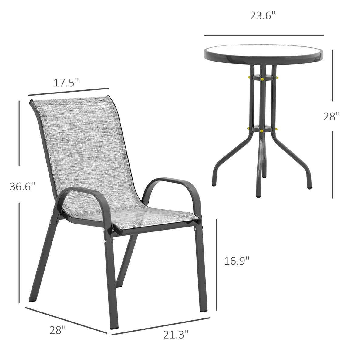 Outsunny Outdoor Patio Bistro Set With Stackable Chairs