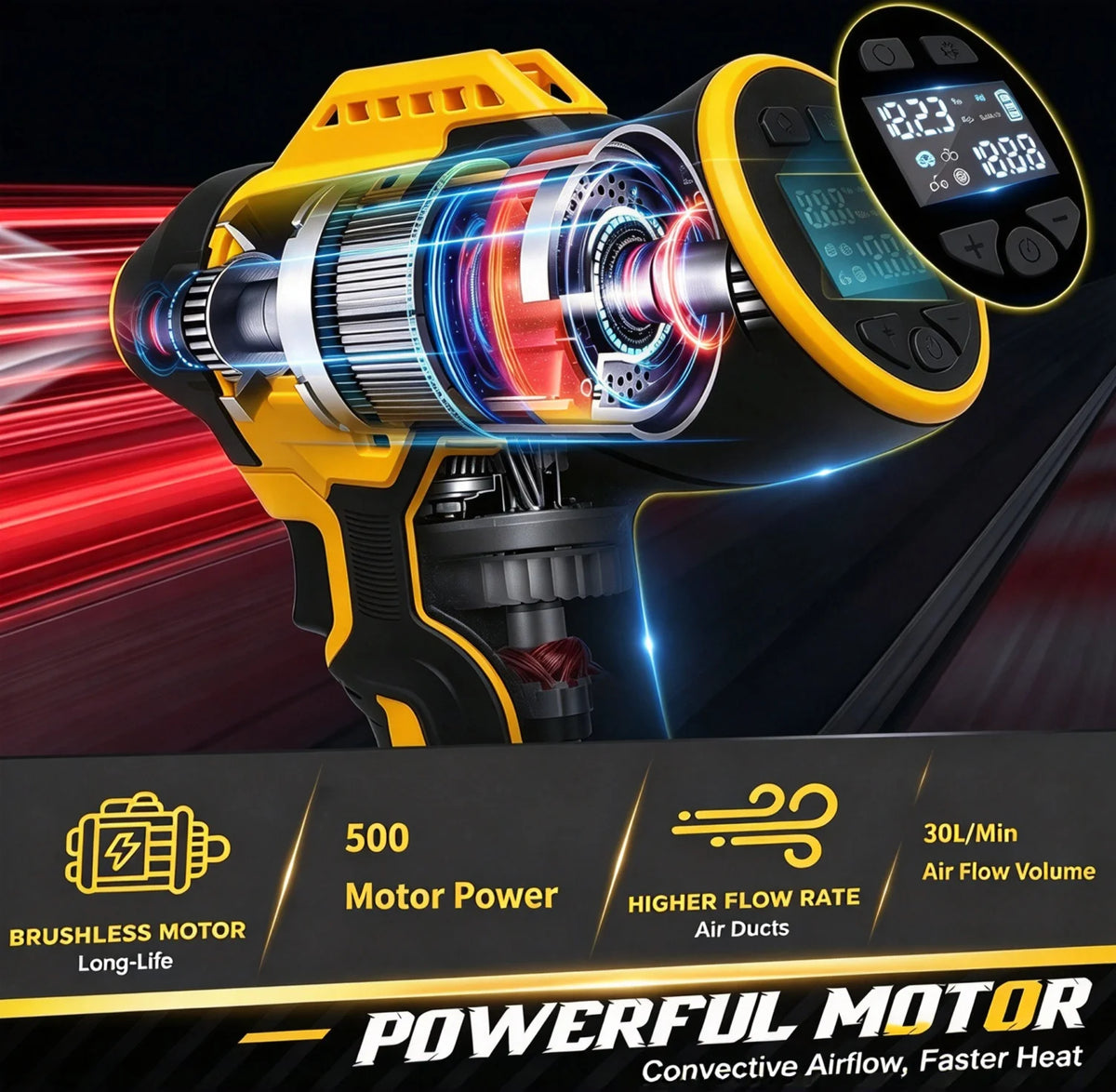 Portable Tire Inflator Air Compressor With Digital Display DeWalt Compatible