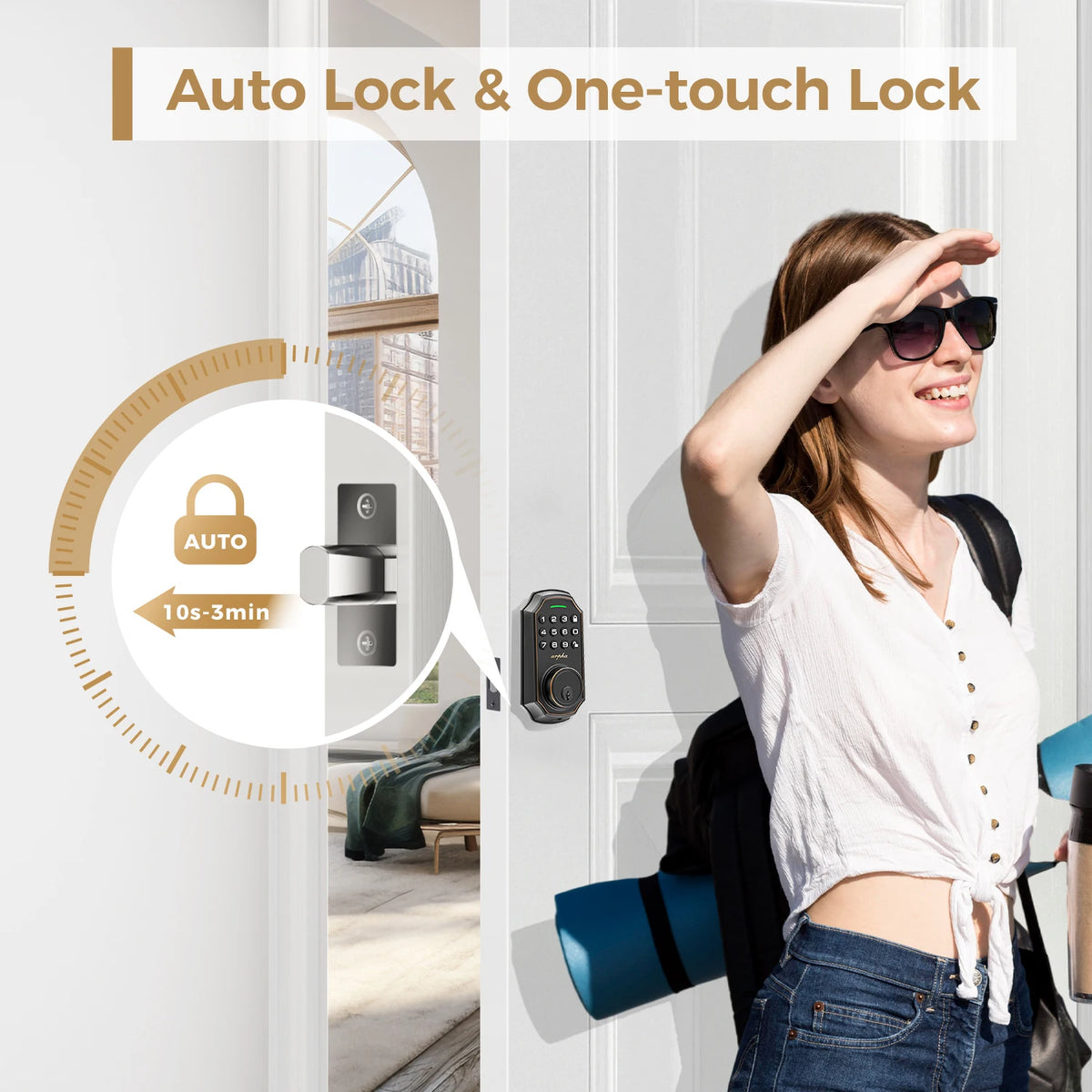 Smart WiFi Keyless Entry Electronic Deadbolt With Auto Lock Function