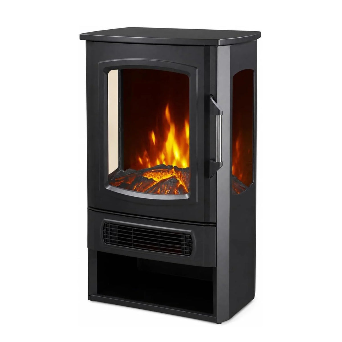 Three Sided Electric Fireplace Stove Heater With Panoramic Flame Effect