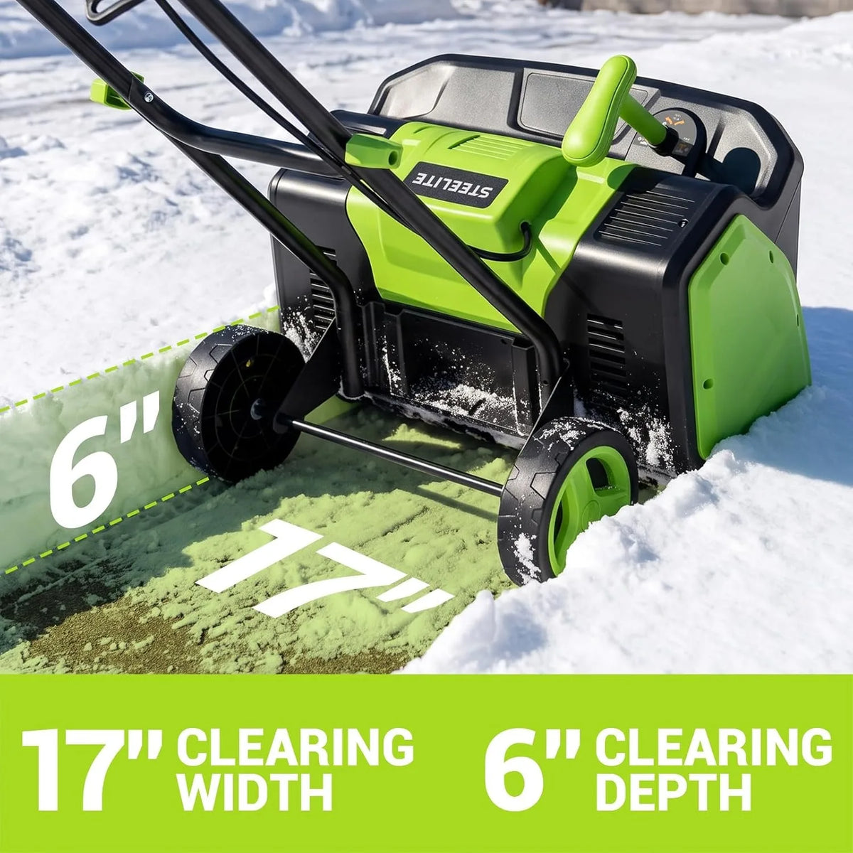 Deli Corded Electric Snow Shovel With Wheels And Safety Switch