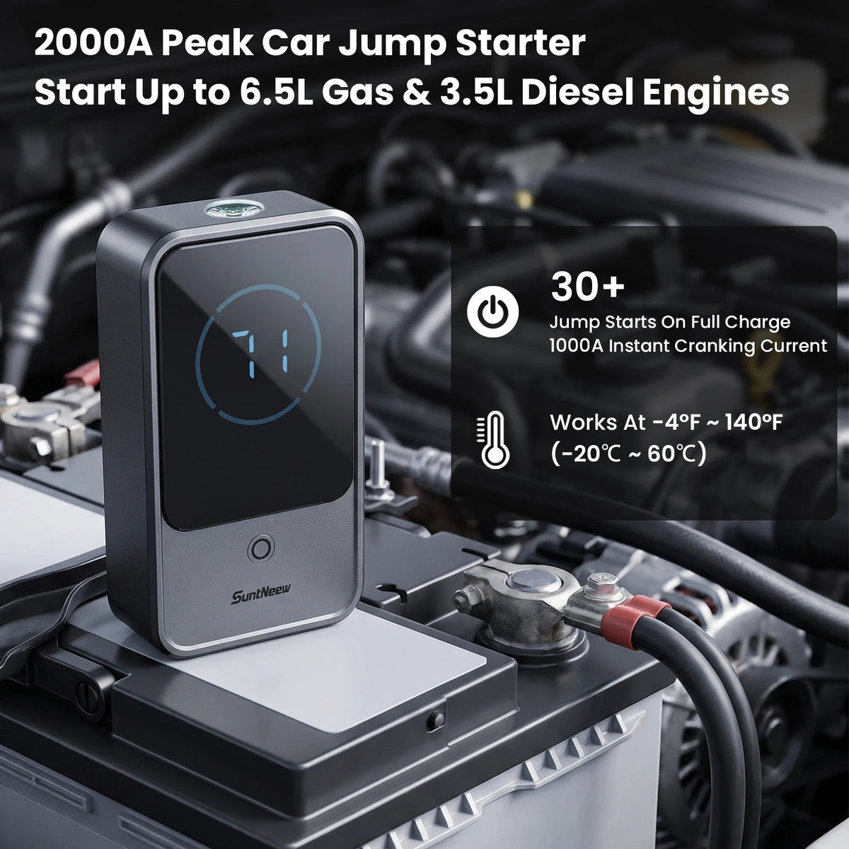 SuntNeew Jump Starter with LCD USB Charging and LED Light