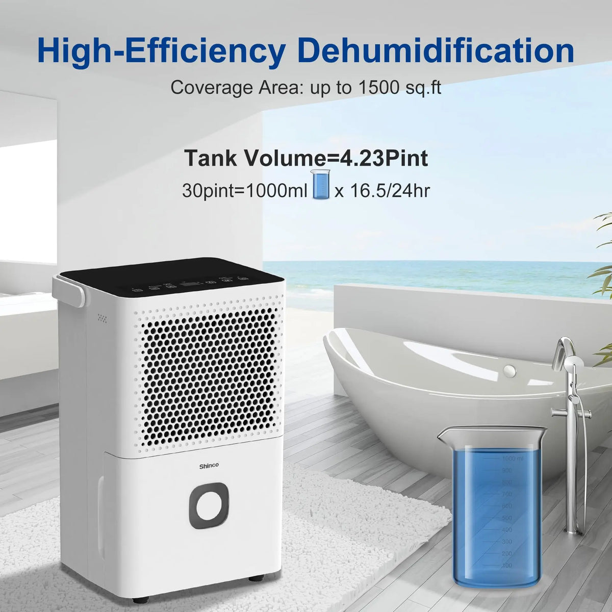 Shinco Home Dehumidifier With Automatic Drainage And Humidity Control