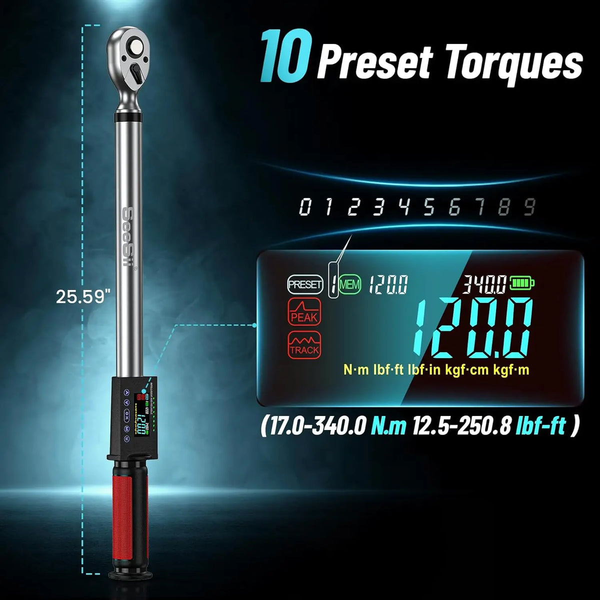 Seesii Digital Torque Wrench With Adjustable Modes For Car Care