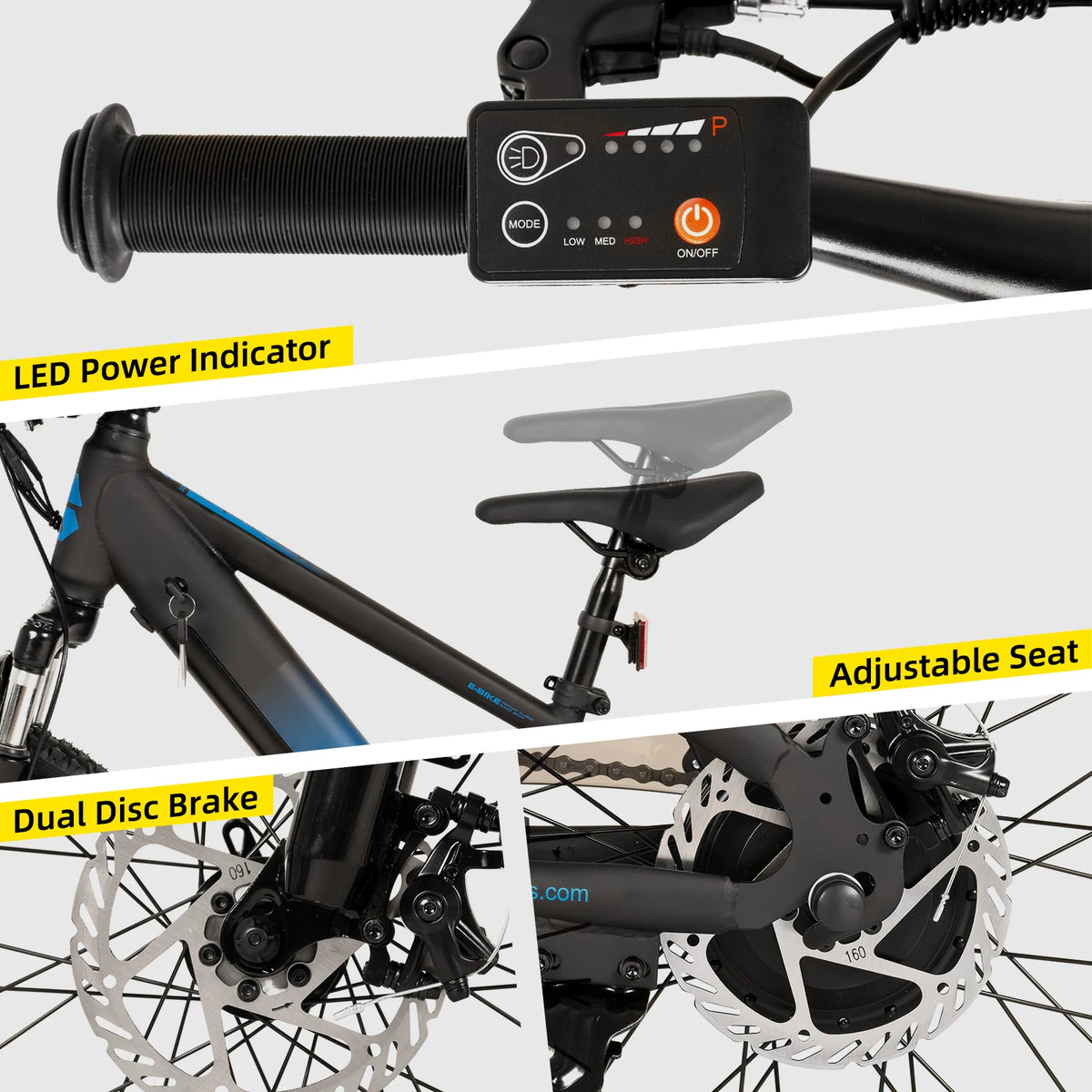 JOYSTAR Kids Electric Mountain Bike With Removable Battery Disc Brakes