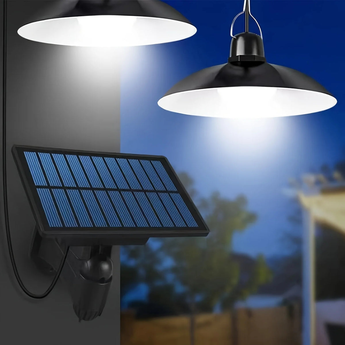 Efficient Solar Dual Head Shed Light Featuring Automatic Sensor Control