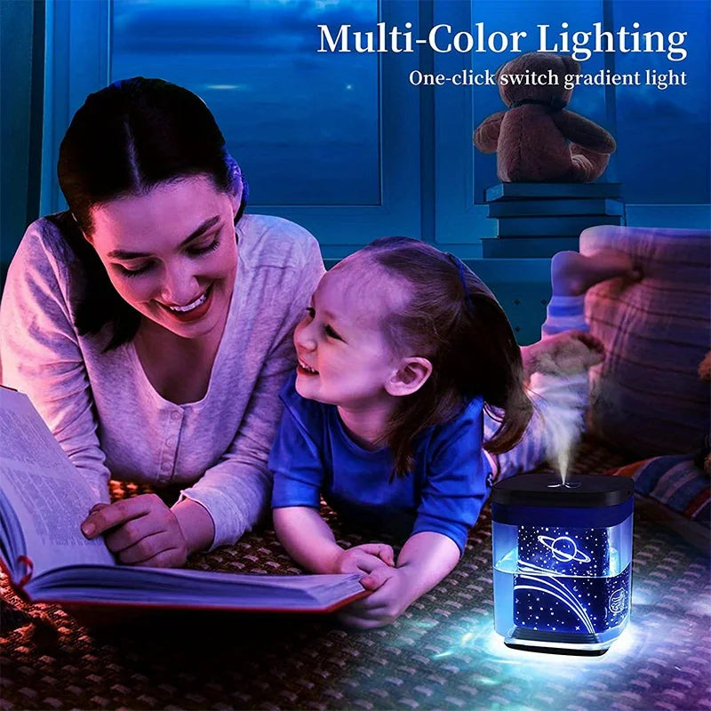 Air Humidifier With Dual Mist Modes And Colorful Nightlight