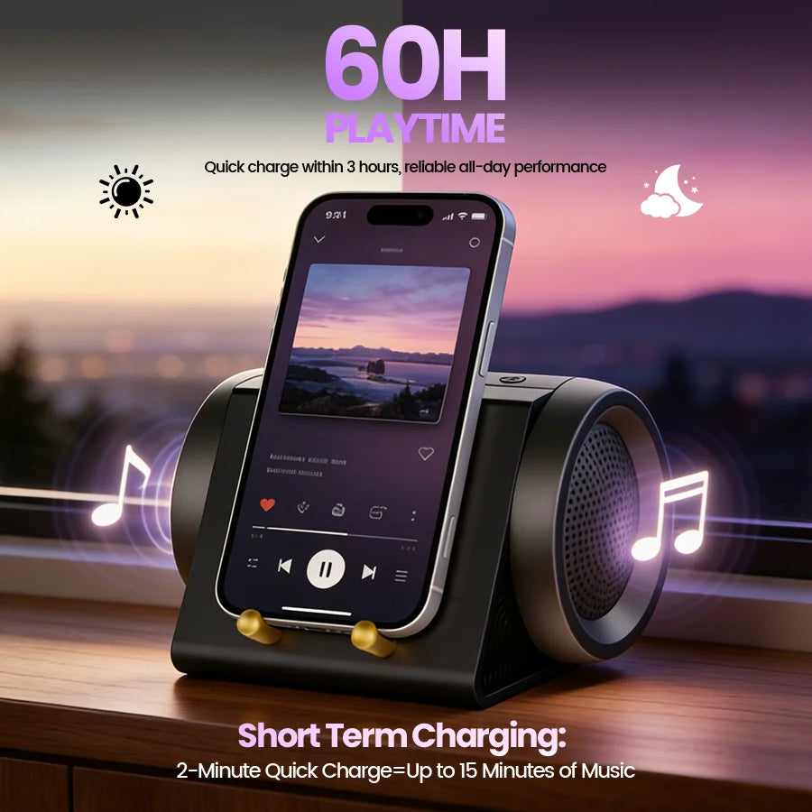 Wireless Induction Bluetooth Speaker With Phone Stand And Extended Playtime