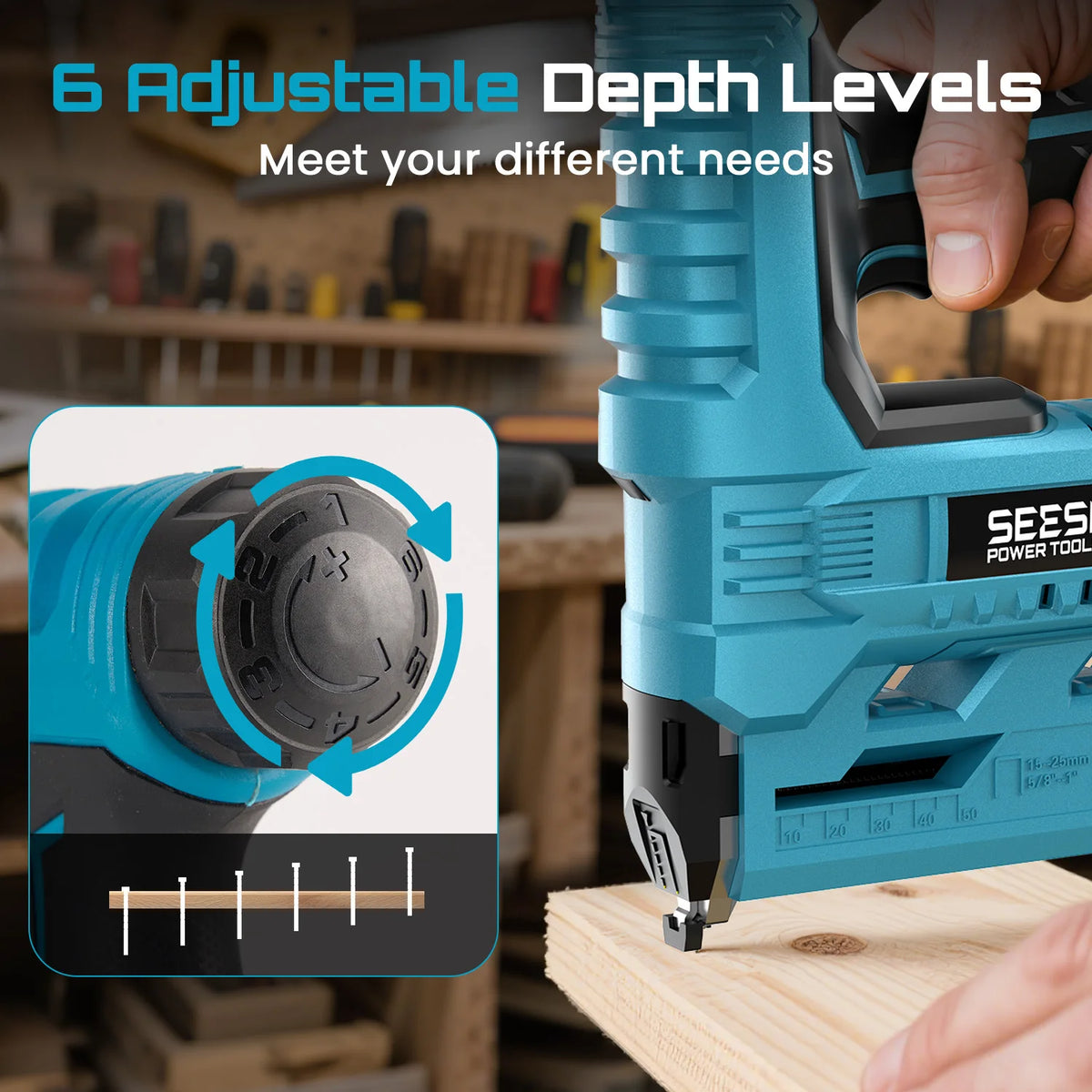 SEESII Cordless Brad Nailer And Stapler For Furniture Projects
