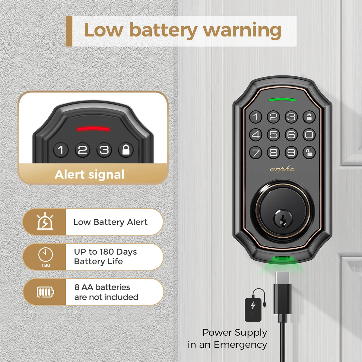 Smart WiFi Keyless Entry Electronic Deadbolt With Auto Lock Function