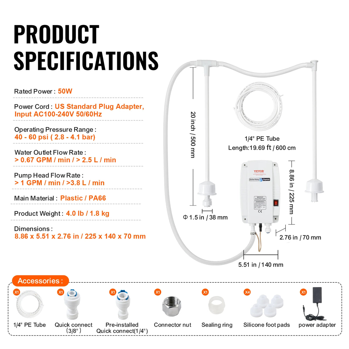 SucceBuy Automatic Double Pipe Bottled Water Dispenser Pump System