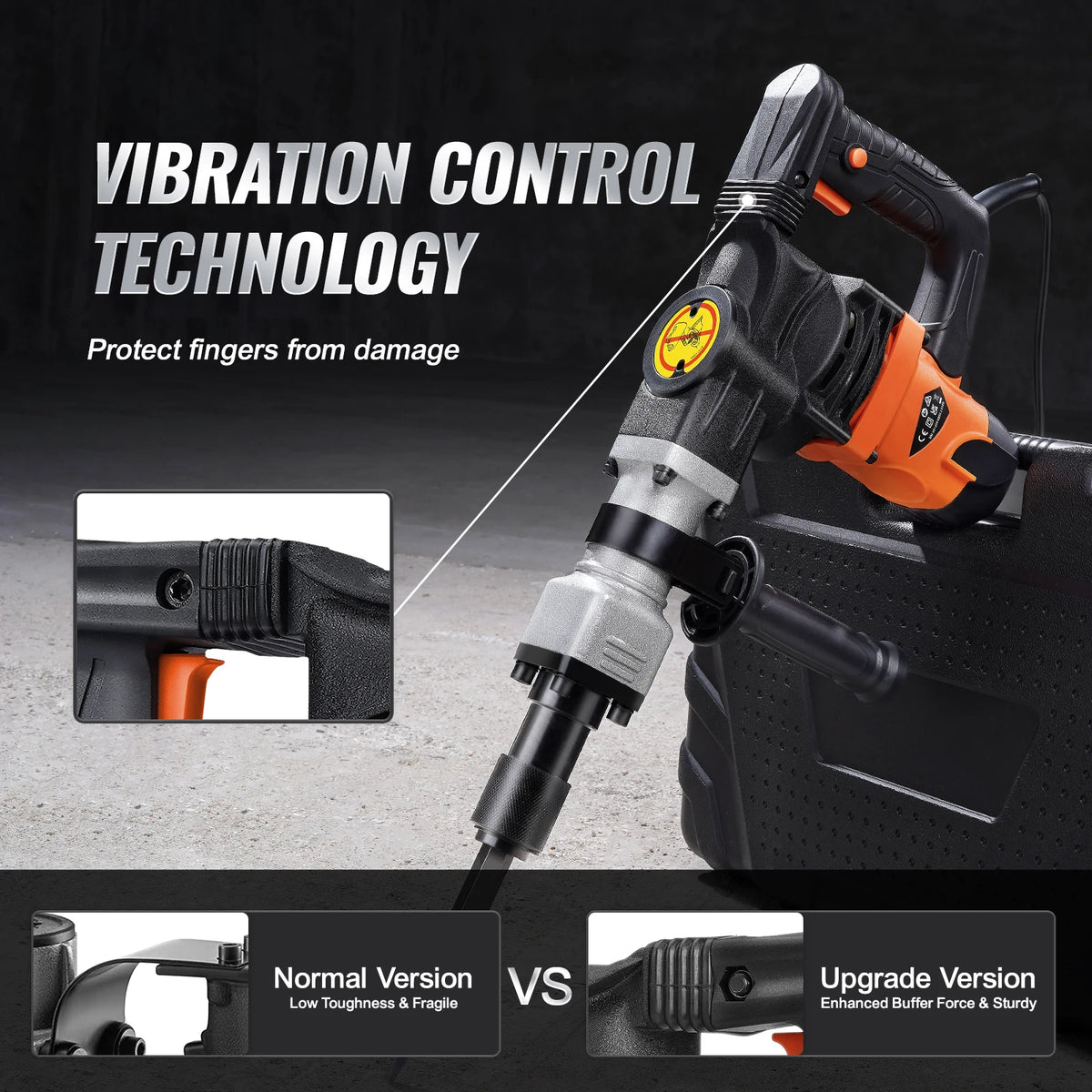 SucceBuy 1400W Electric Demolition Jack Hammer With Chisels Bits