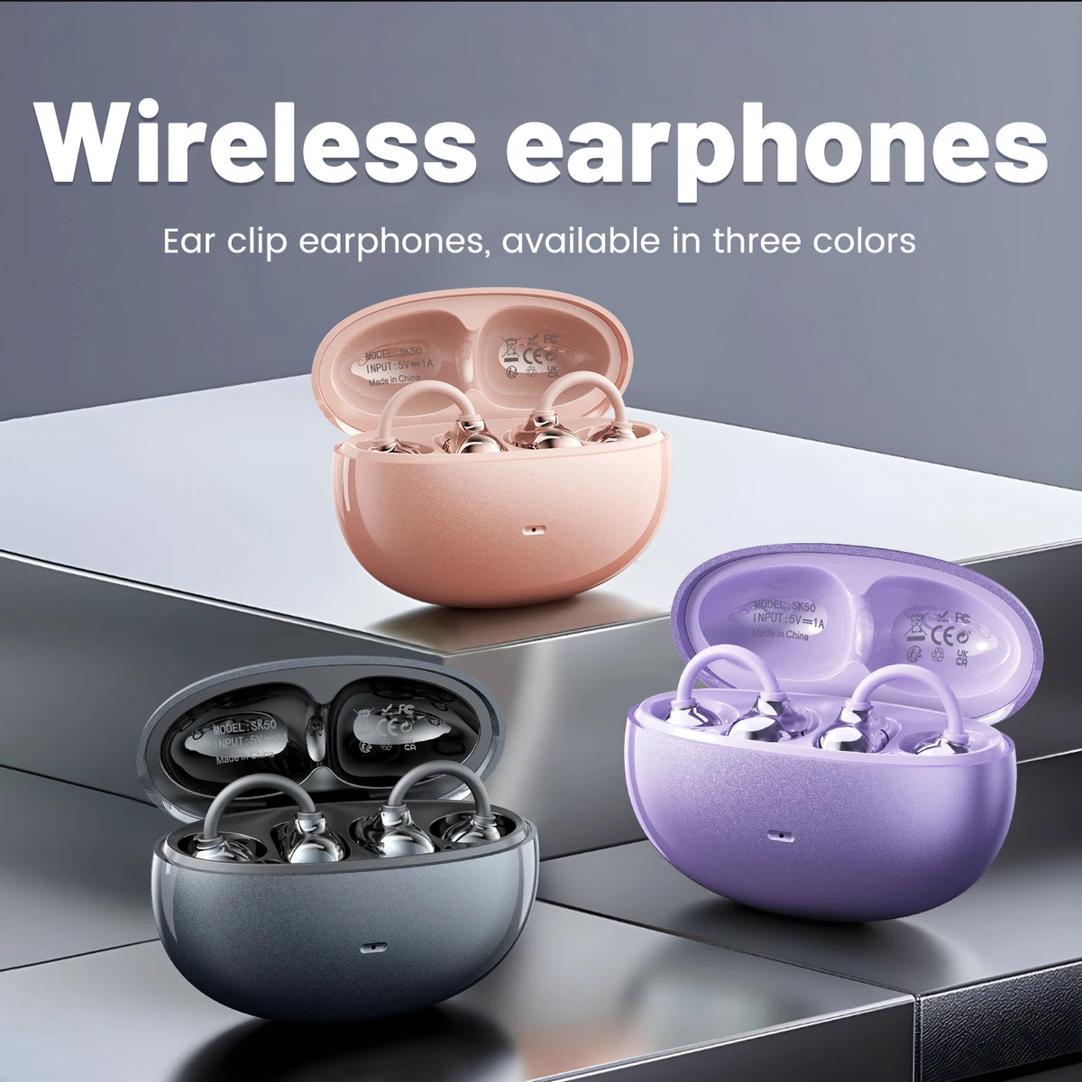 INSONIXN Open-Ear Bluetooth Clip Earbuds With Microphone For Workouts