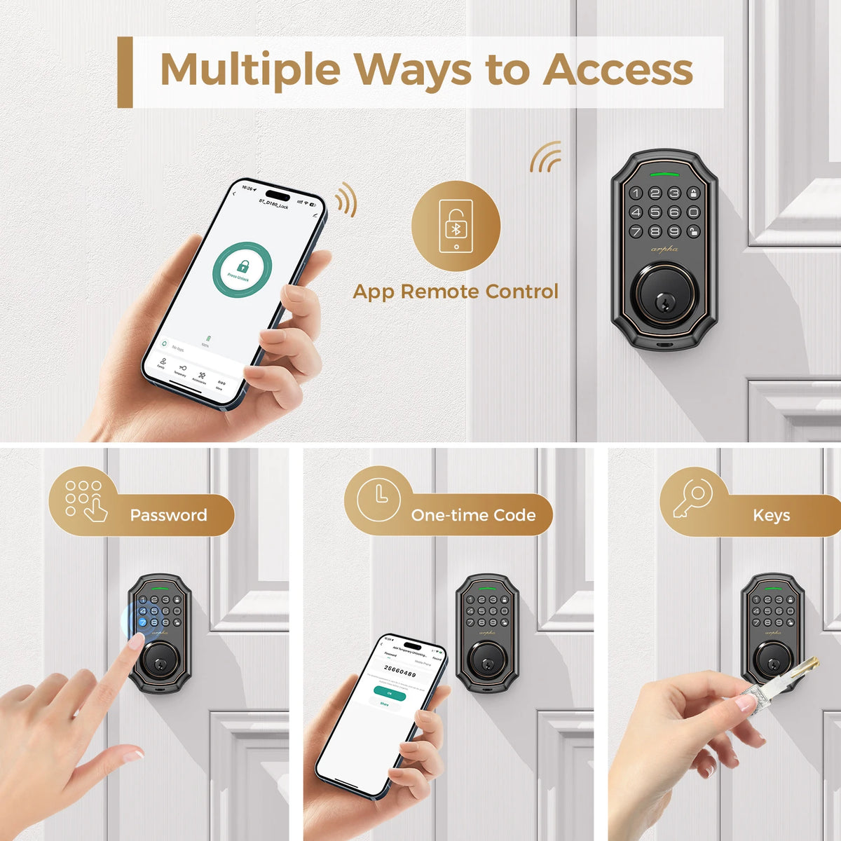 Smart WiFi Keyless Entry Electronic Deadbolt With Auto Lock Function