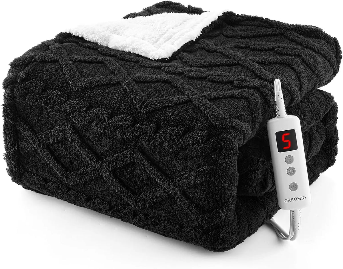 Garvee Heated Sherpa Throw Blanket With Adjustable Heat Settings