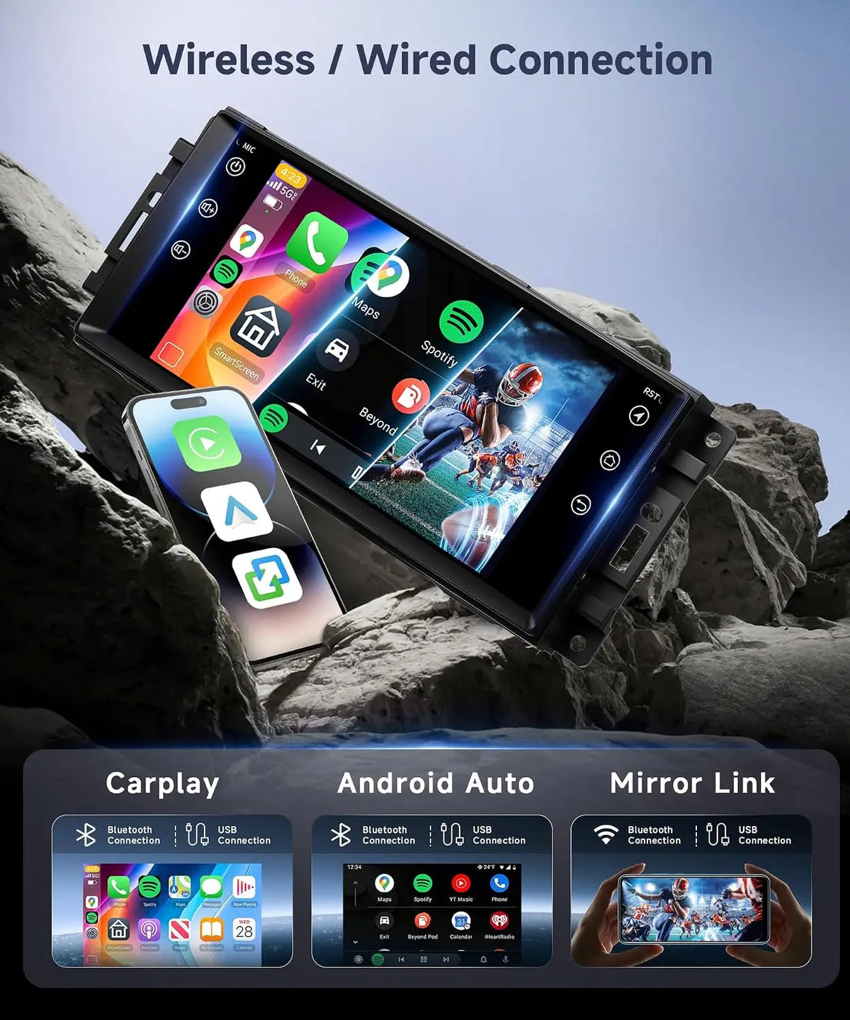 Android Touch Car Stereo Receiver With Wireless Carplay And WiFi