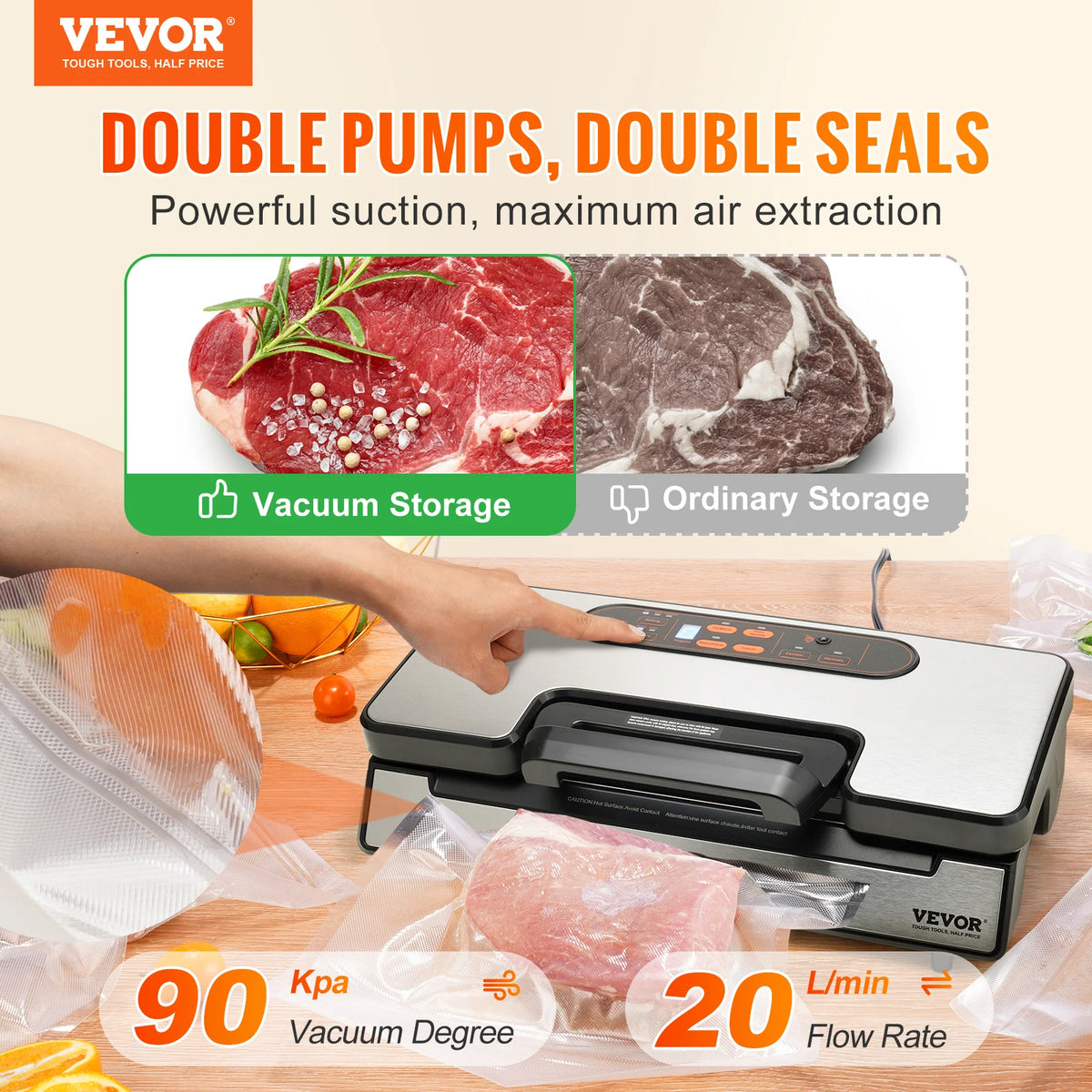 SucceBuy Food Vacuum Sealer Machine for Fresh Kitchen Storage
