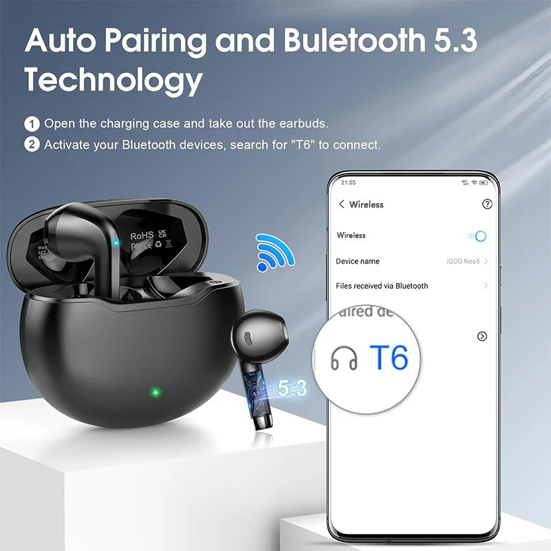 Kuizil T6 Wireless Bluetooth Earbuds With Active Noise Cancellation
