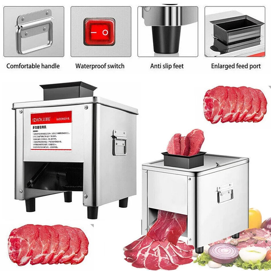 Commercial Electric Meat Slicer and Vegetable Cutter Machine for Kitchens