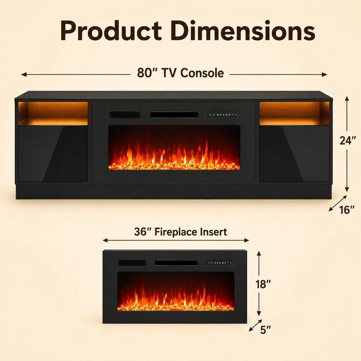 Tacleekii Electric Fireplace Media Console Television Stand