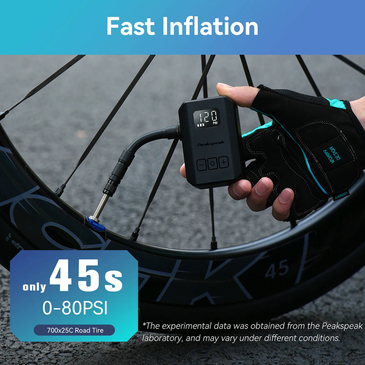 Peakspeak Cordless Electric Bike Tire Pump With LED Display