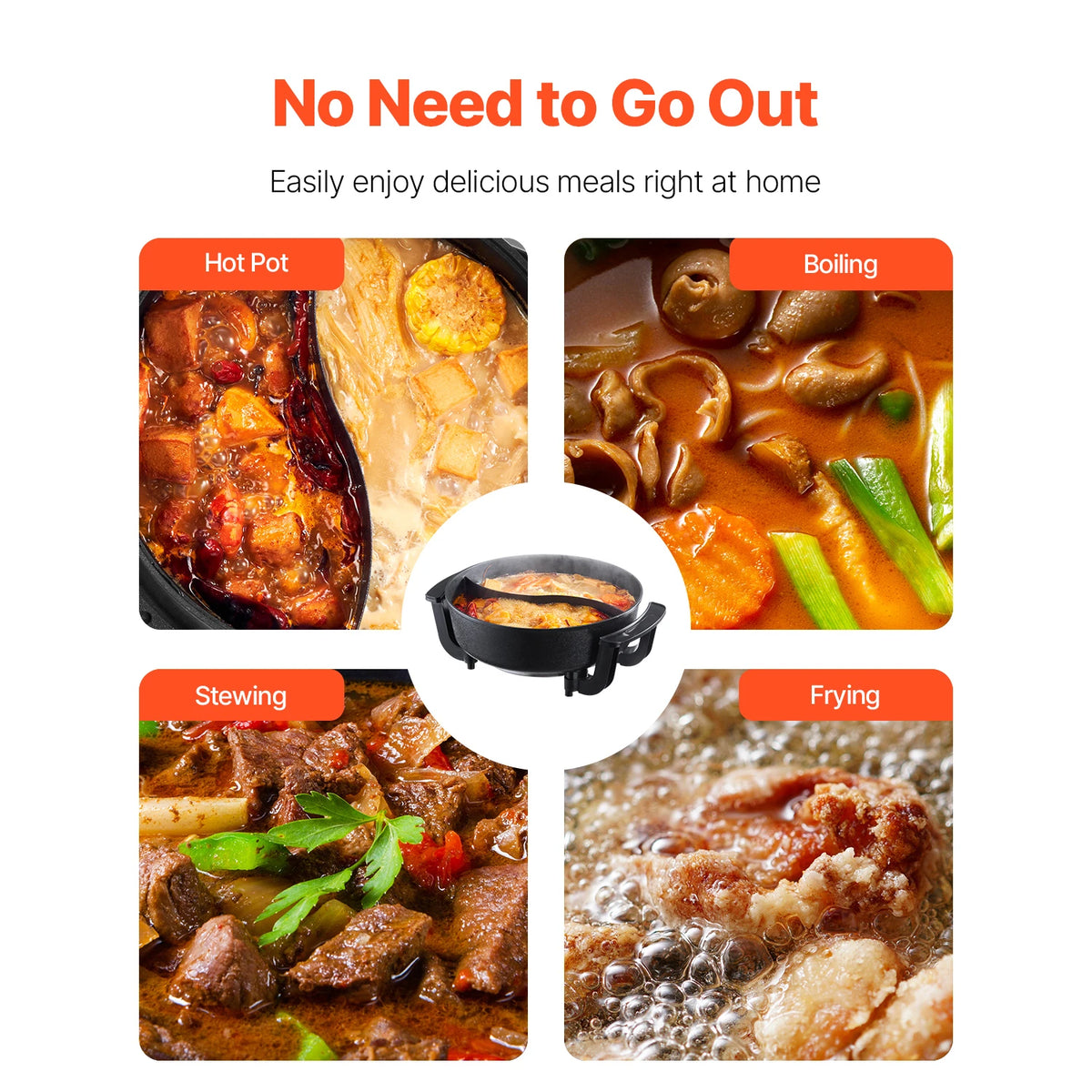 SucceBuy Dual Flavor Electric Hot Pot With Divider Glass Lid