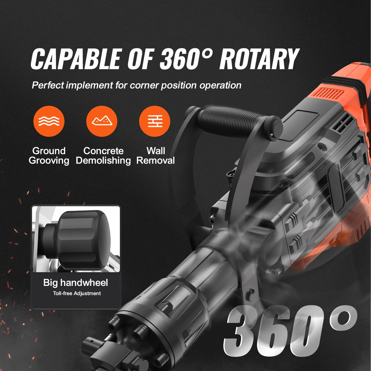 SucceBuy Heavy Duty Electric Demolition Jack Hammer With Chisels