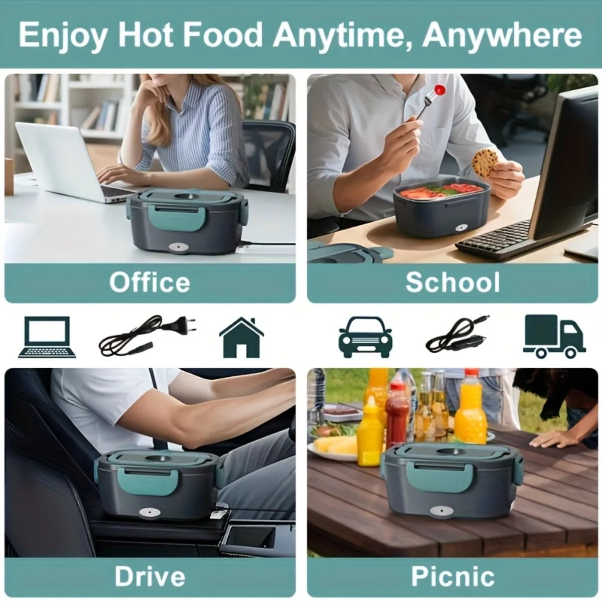 COBASPORT Portable Double Compartment Electric Lunch Box Food Heater