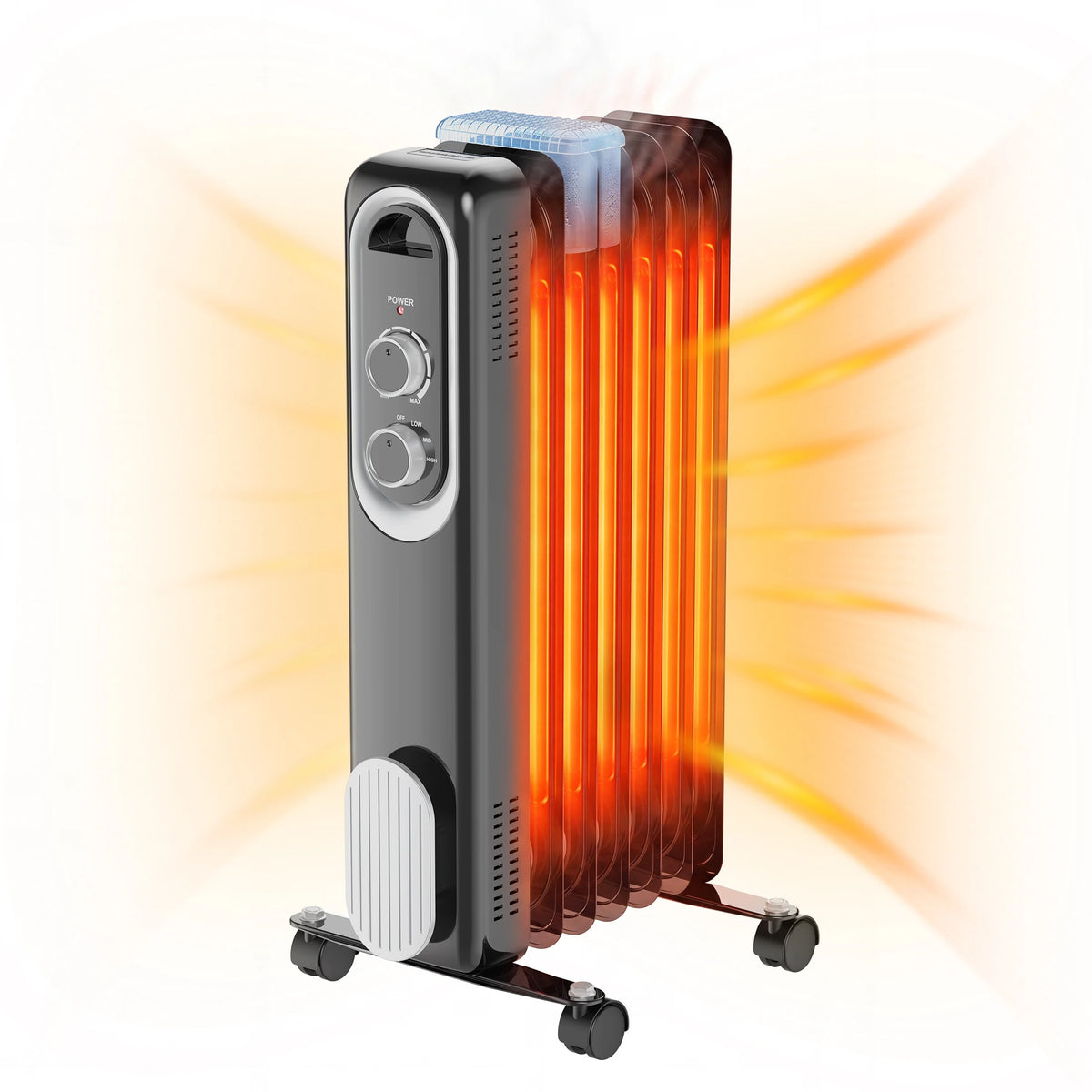 JHK 1500W Oil Filled Radiator Heater With Adjustable Thermostat