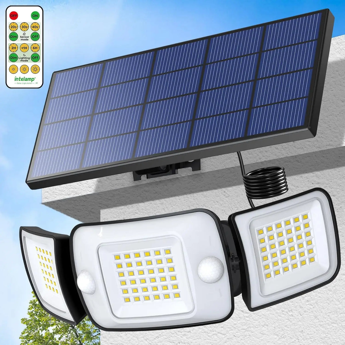 Intelamp Outdoor Solar LED Light With Dual Motion Sensors