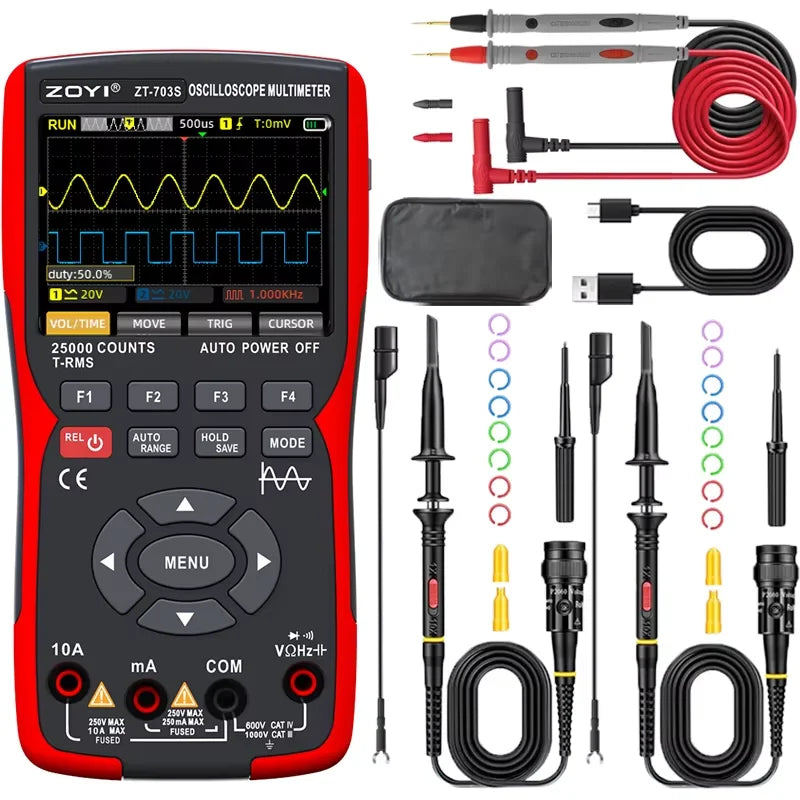 ZOYI ZT-703S 50MHz Dual Channel Oscilloscope Multimeter Signal Generator