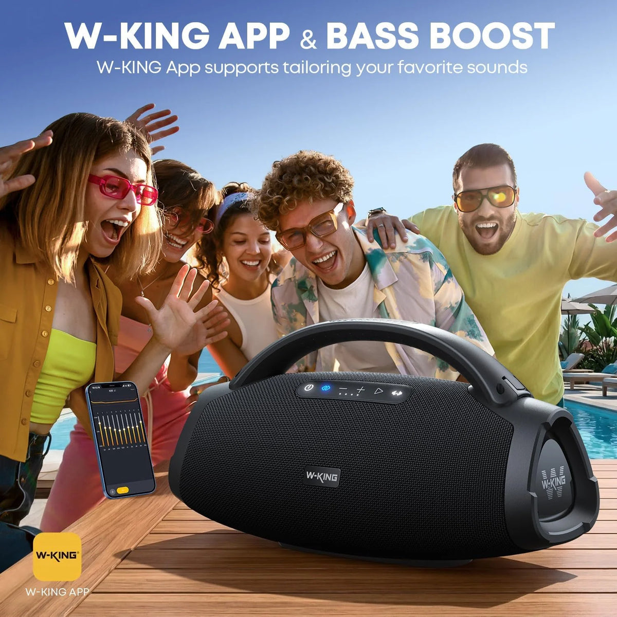 W-KING 330W Peak Waterproof Bluetooth Party Speaker With Massive Bass