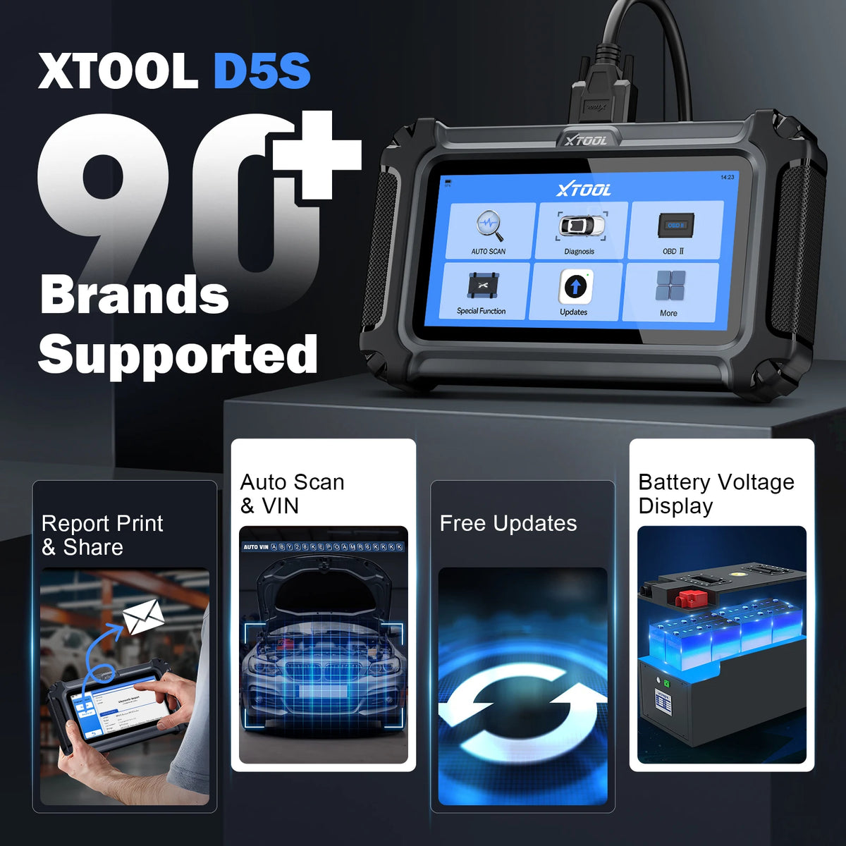 XTOOL D5S OBD2 Scanner Five System Diagnostics and Reset