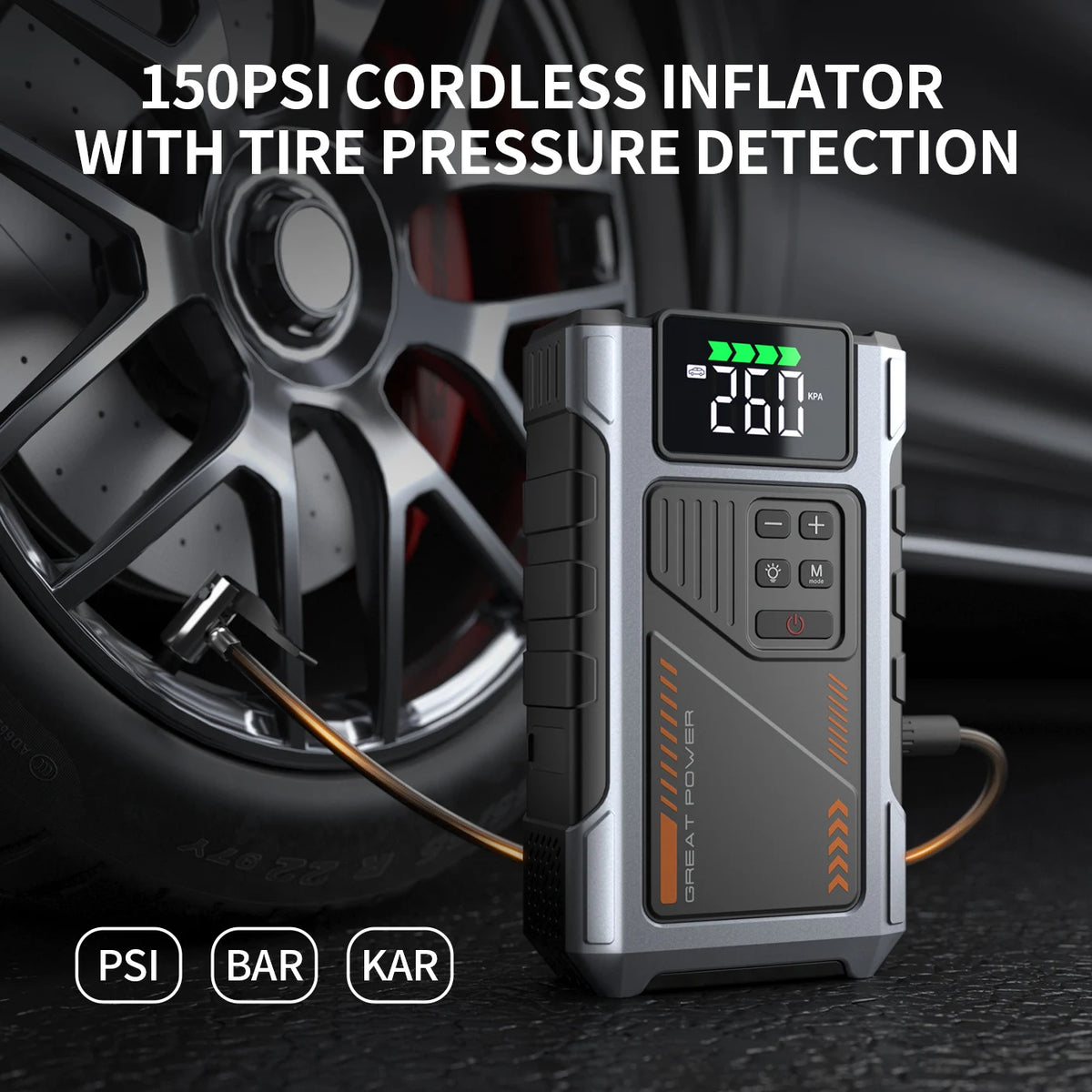 Geeneu Portable Car Jump Starter With Integrated Air Compressor