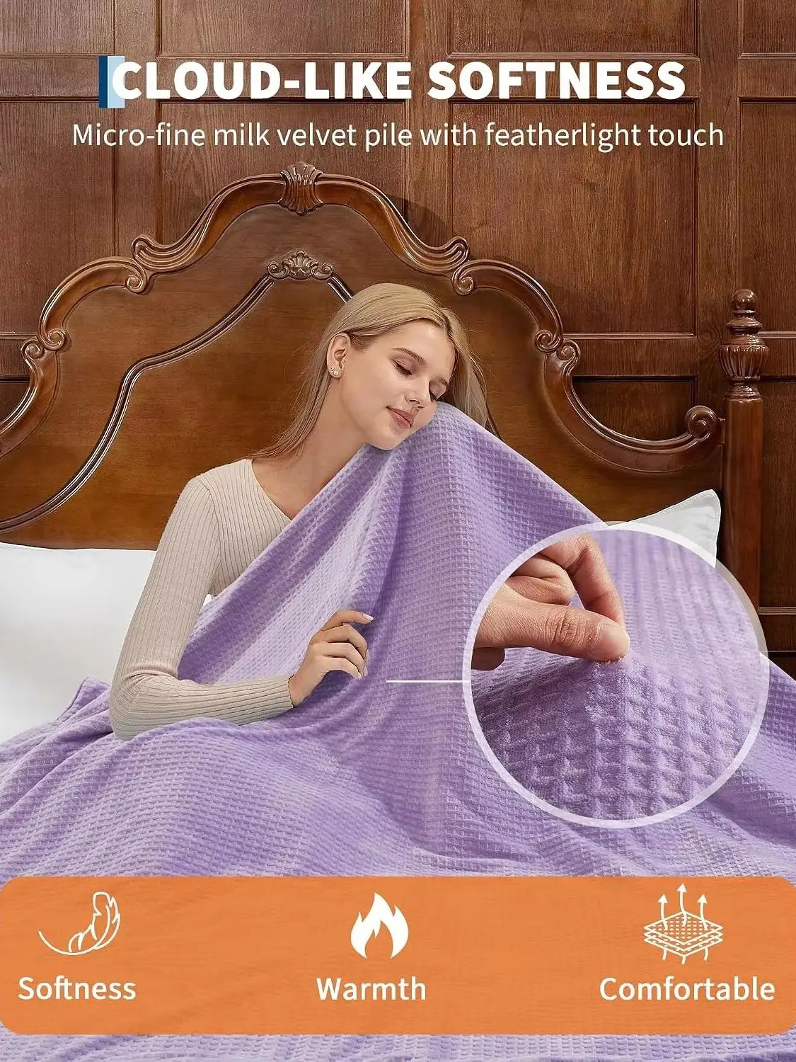 Cozy Flannel Sherpa Heated Electric Blanket With Auto Shutoff