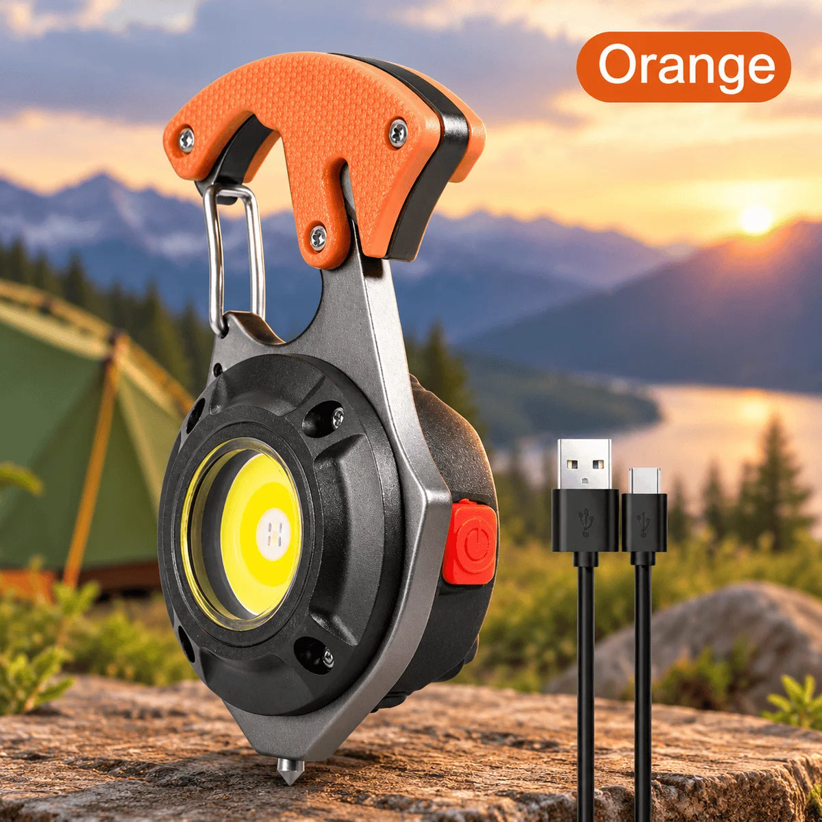 STONEGO Rechargeable COB LED Keychain Flashlight With Magnet And Tools