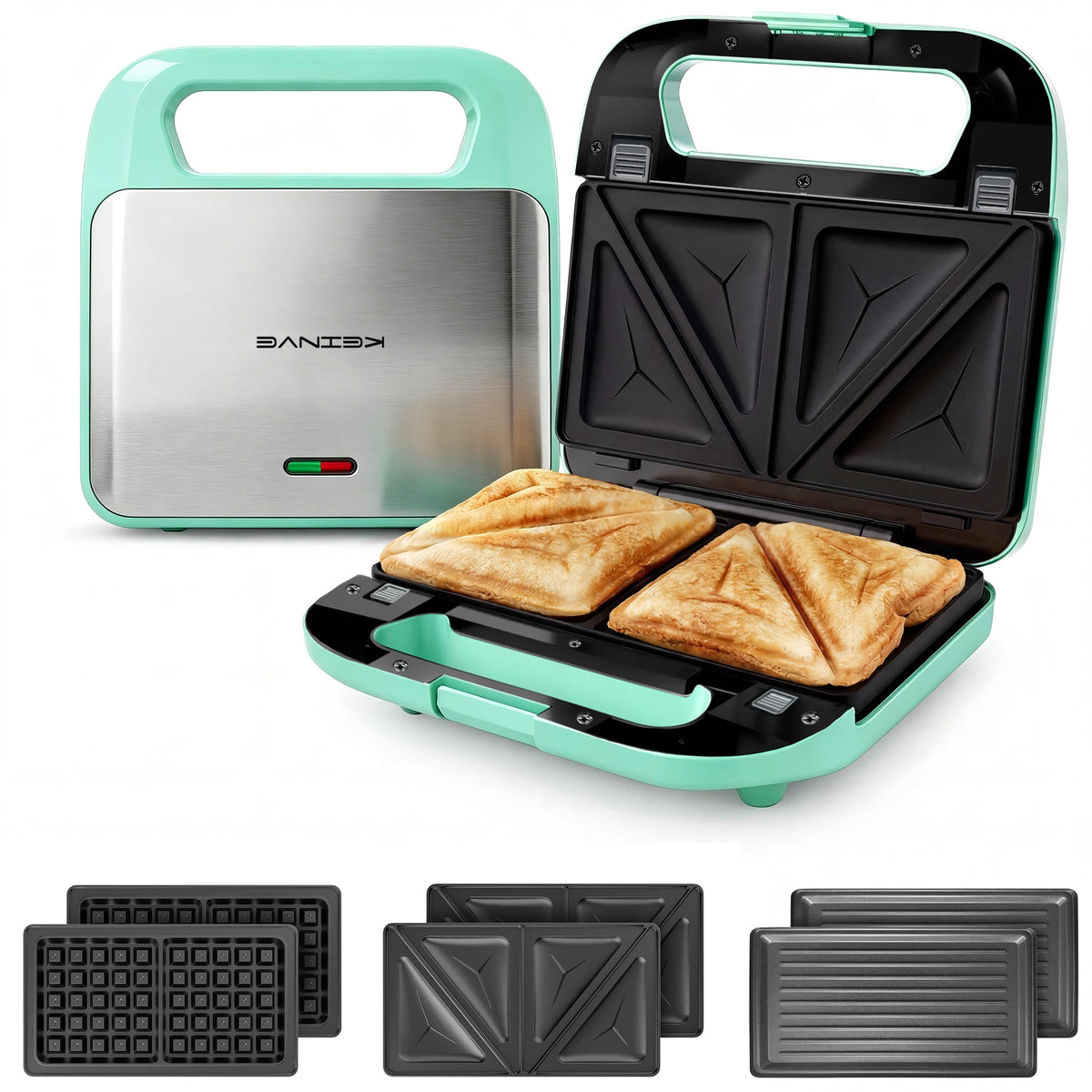 CACHOO 3 In 1 Sandwich Maker Panini Press Waffle Iron