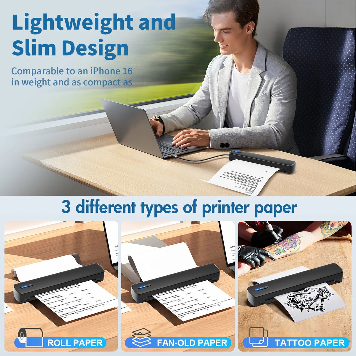 TakeYou Portable Bluetooth Thermal Printer for Home Office and School