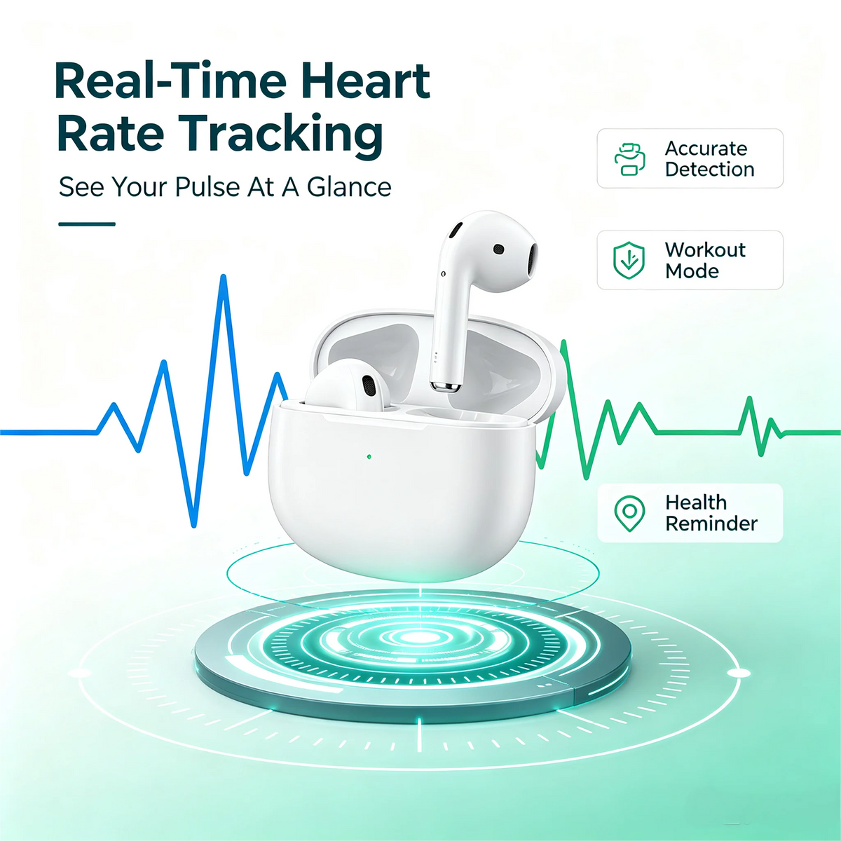 ZZLOVE Wireless Heart Rate Monitor Bluetooth Noise Cancelling Earbuds