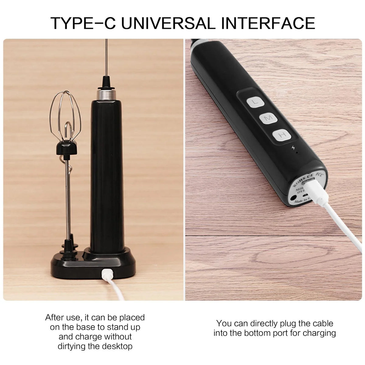 3-Speed Rechargeable Handheld Mixer for Frothing, Whisking, and Baking Projects