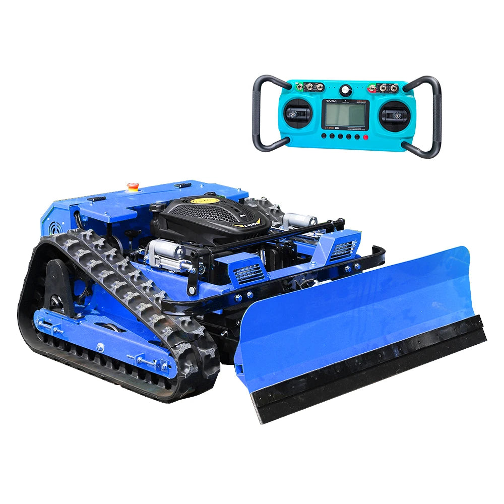 MASENTER Remote Control Crawler Lawn Mower With Snow Shovel Attachment