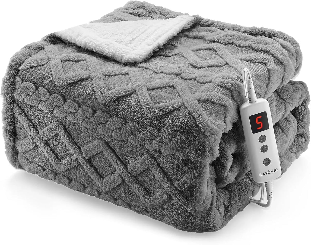 Garvee Heated Sherpa Throw Blanket With Adjustable Heat Settings