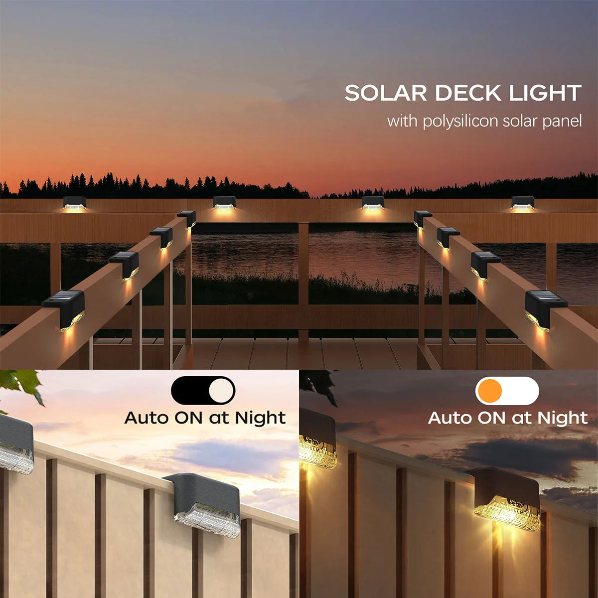 Solar Powered Deck Step Lights Outdoor Waterproof LED Stair Lighting