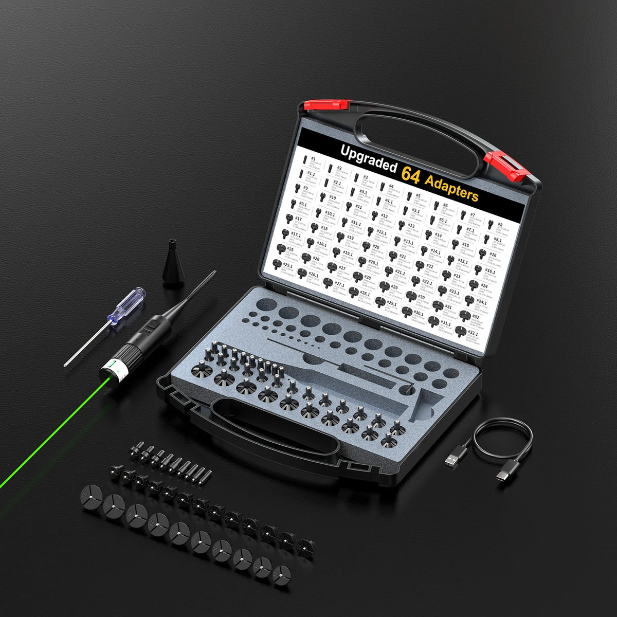 Universal Rechargeable Laser Bore Sighting Kit With Adapters Storage Case