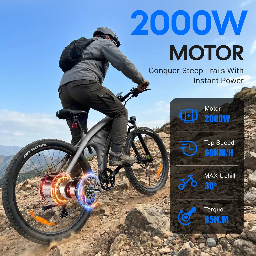 HUANCI Q5 Electric Mountain Bike With Torque Sensor Hydraulic Brakes
