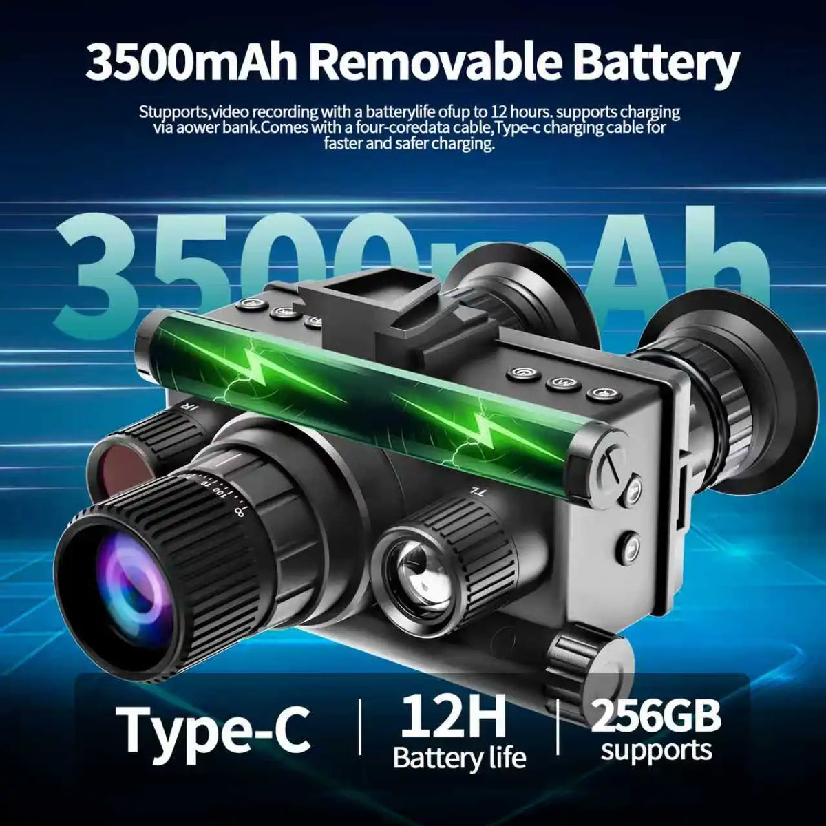 Infrared Night Vision Binoculars With Tactical Light and Head Mount Support