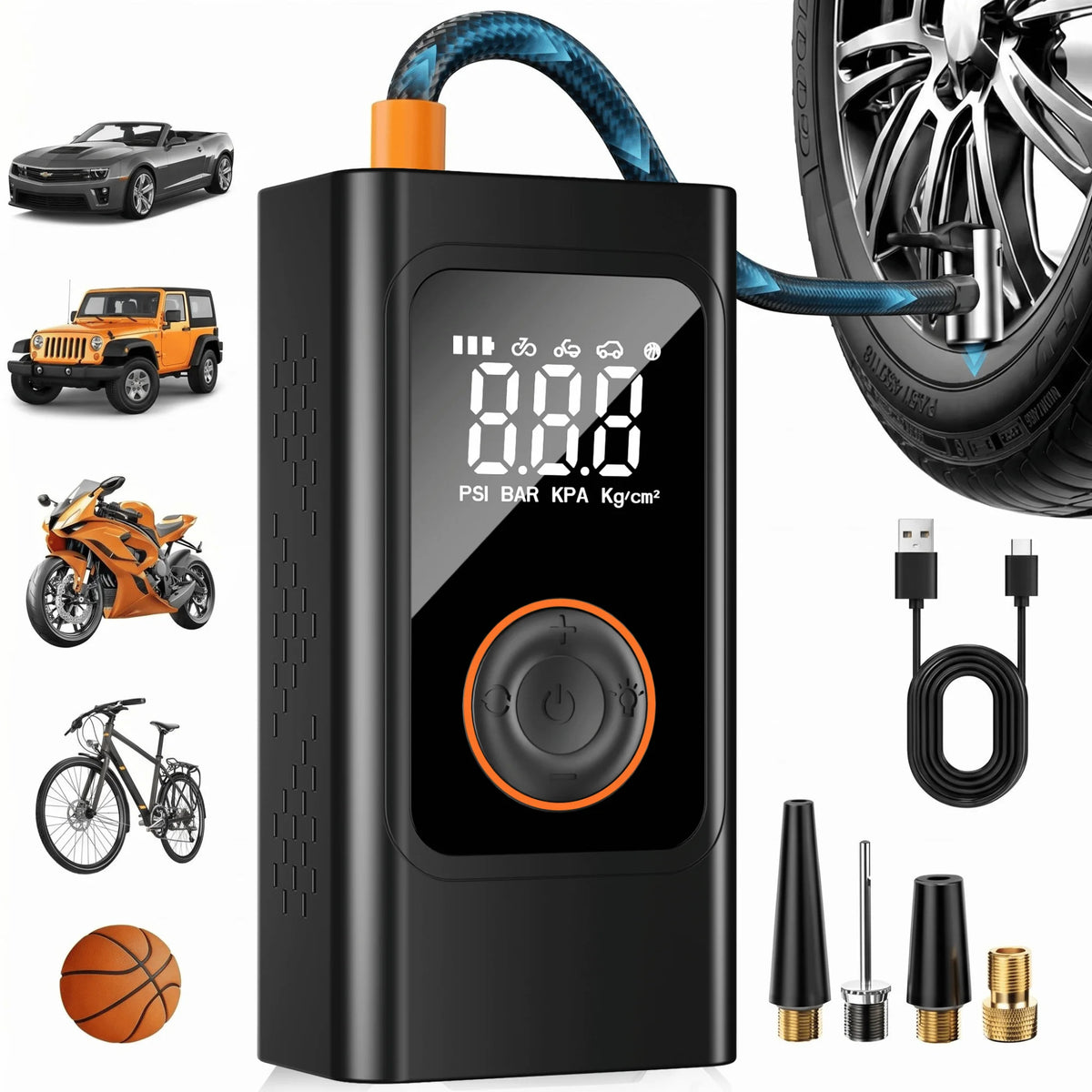 STSCELZ Cordless Tire Inflator With Digital Pressure Gauge