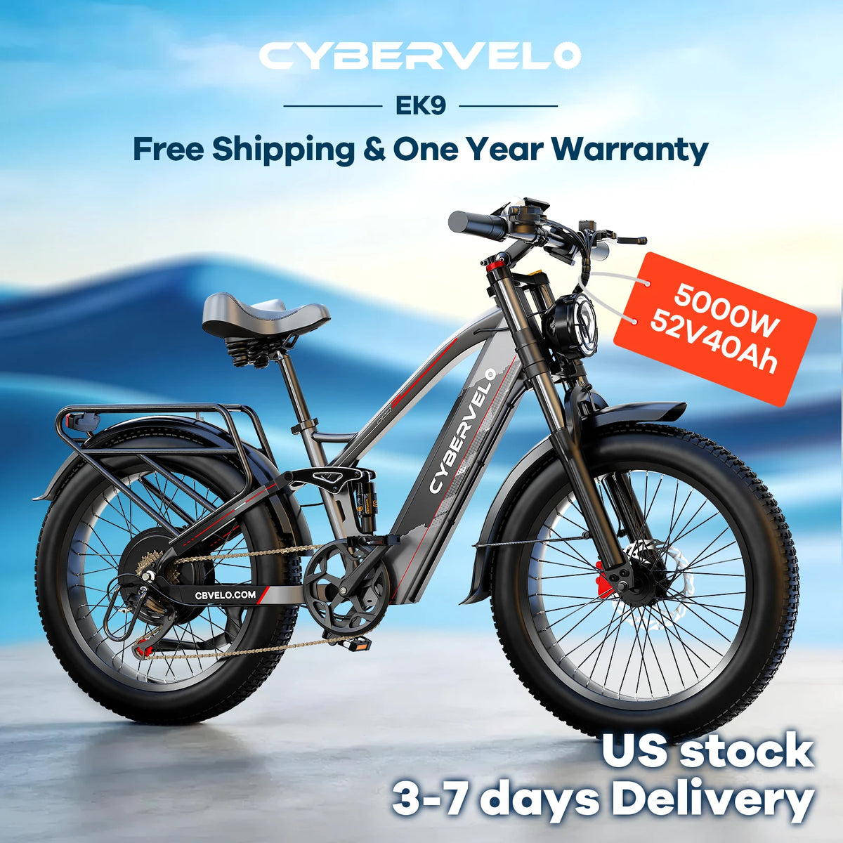 Cybervelo 5000W Peak All Terrain Fat Tire Electric Bike