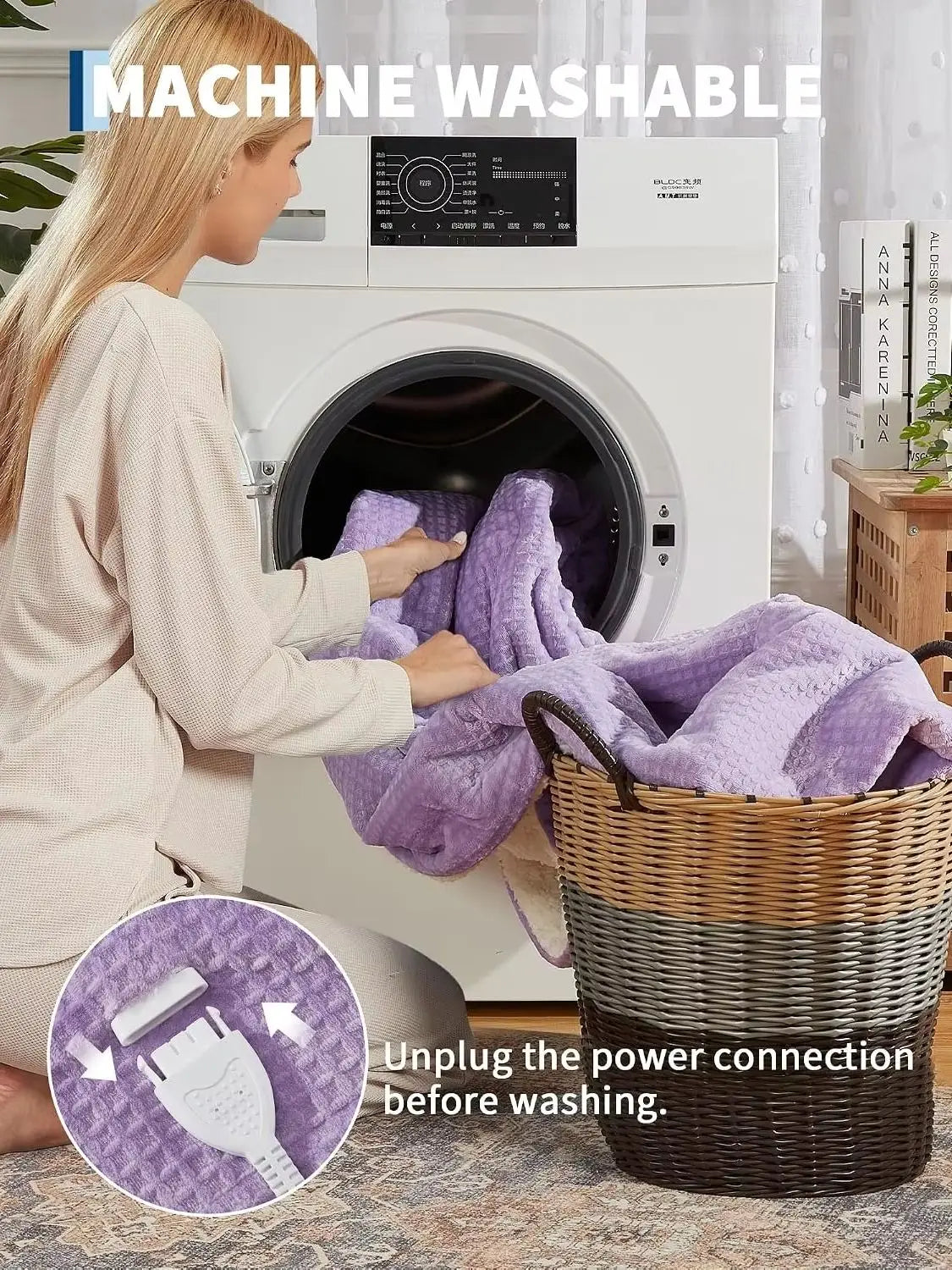 Cozy Flannel Sherpa Heated Electric Blanket With Auto Shutoff