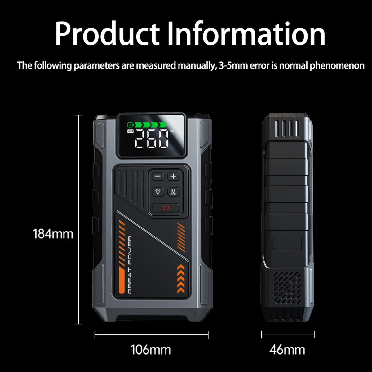 Geeneu Portable Car Jump Starter With Integrated Air Compressor